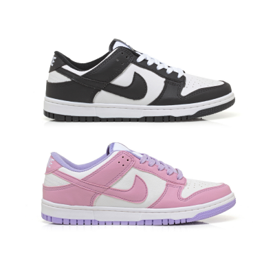 Kit 2 Pares Dunk Low Branco Preto E Branco Lilás